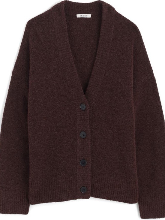 Madewell Sweaters - Madewell Dark Brown V‑Neck Button Cardigan Wool Alpaca Blend Sweater